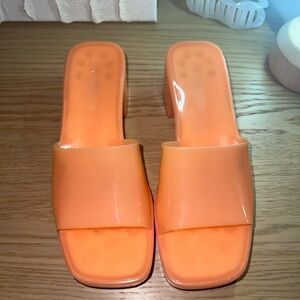 Steve Madden Orange Women's Block Heel Slide Sandals